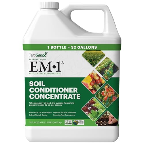 TeraGanix EM-1 Soil Conditioner (1 Btl = 32 Gal), Microbial Inoculant Concentrate, Plant Growth, Root Enhancer, Liquid Probiotic for Soils & Plants, Seed Germination, Gardening, Lawn Care (32 fl oz)