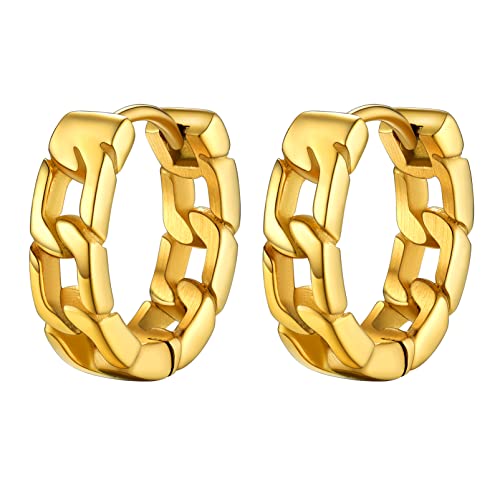 Small Chunky Gold Hoop Earrings Hoops Hiphop Jewelry Men Thick Cuban Link Earrings