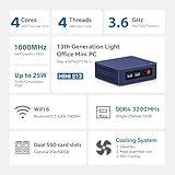 Beelink Mini S13 Mini PC, Intel Twin Lake N150 (Upgraded N100, up to 3.6GHz), 16GB DDR4 RAM 1TB SSD, Mini Desktop Computer Support 4K Dual HDMI Display, WiFi6, BT5.2, Low Power