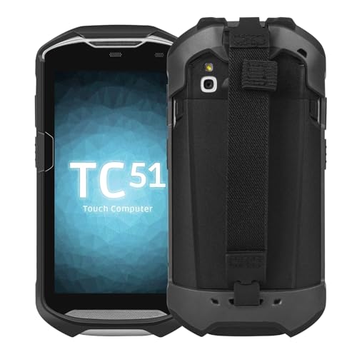 for Zebra Scanner case-Rugged Protective Cover with Anti-Slip Hand Strap for Zebra TC51 TC52 TC56 TC57 TC510K Scanner, Shockproof Bumper Case for Touch Mobile Computer Phone (Black),Only Cover case.