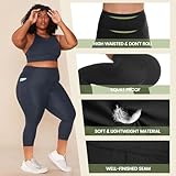 HLTPRO 3 Pack Plus Size Capri Leggings with Pockets for Women - High Waisted Soft Workout Tummy Control Yoga Pants XX-Large