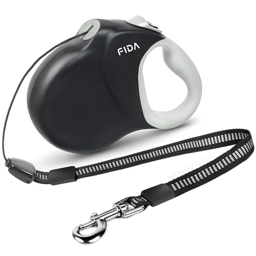 Fida Upgraded Retractable Dog Leash 30ft, Heavy Duty Pet Walking Leash for Medium/Large Breed up to 110 lbs, 360° Tangle-Free Long Retract Dog Lead, Soft Grip, One-Hand Brake, Black