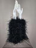 LVCOMEFF Women Ostrich Feather Arm Sleeve for Party Wedding Bride Concert Furry Luxurious (black)