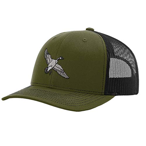 Richardson Trucker Hat Canadian Goose Embroidery Design Polyester Mesh Baseball Cap Snaps Loden/Black Design Only