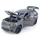 Grand Cherokee Trackhawk Toy Car Diecast Model Car 1/32 Scale SUV Vehicle Metal Zinc Alloy Casting, Light Sound, 4 Doors Open, Boys Toys Kids Birthday Gifts Mens Collection, Grey