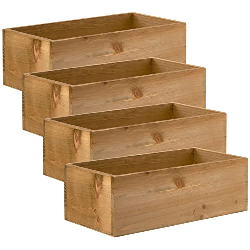 12” Wood Pallet Bin by Make Market - Rustic Crate Boxes for Storage, Decorative Display, Arts & Crafts, Made of 100% Wood - Bulk 4 Pack
