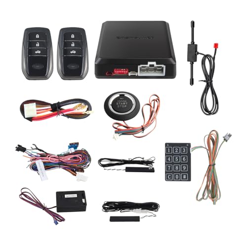 EASYGUARD EC002-T2-NS PKE Car Alarm System Proximity Sensor Lock Unlock Remote Engine Start Push Start Button Touch Password Entry Backup Vibration Alarm DC12V