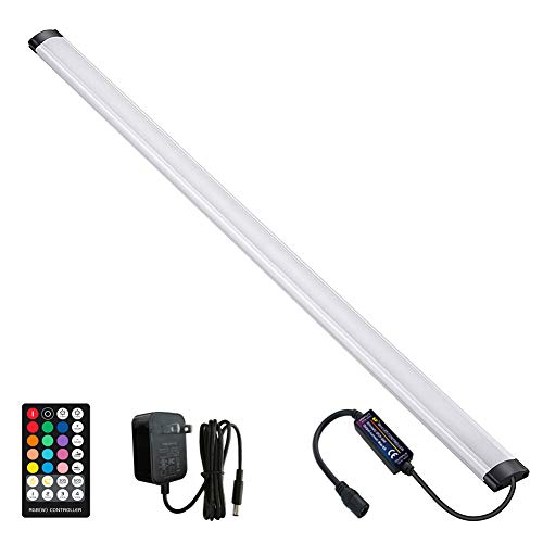 LAIFUNI Dimmable Under Cabinet Lighting, RGB LED Light Bar, RF Remote Control Lamp, Multicolor Under Counter Lights for Desk, Room, Cupboard, Hallway, Shelf, Closet (24 Inch)