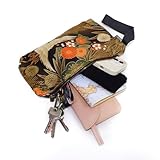 SUMI Japanese Style Handbag, Versatile Women's Wristlet Bag, 9.5 x 6.7 in. Zipper, Traditional Japanese Print, Green Garden