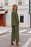 Zeagoo Women 2 Piece Linen Sets 2025 Button Down Shirt and Drawstring Long Pants Set Summer Outfits，Army Green，L