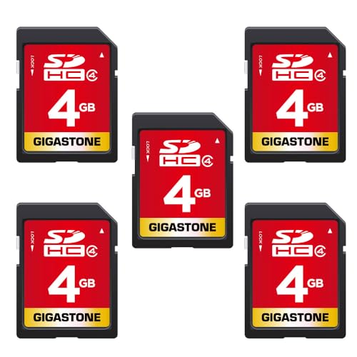 GIGASTONE 4GB SD Card 5 Pack SDHC Class 4 Memory Card for Photo Video Music Voice File DSLR Camera DSC Camcorder Recorder Playback PC Mac POS 5pcs in Pack (Pack of 5), with 5 mini Cases