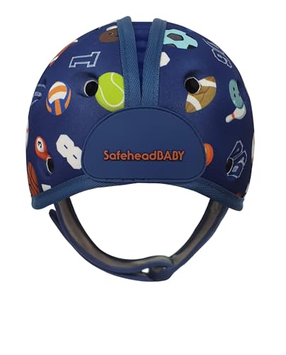 SafeheadBABY Award-Winning Infant Safety Helmet Baby Helmet for Crawling Walking Ultra-Lightweight Baby Head Protector Expandable and Breathable Toddler Head Protection Helmets - Sporty Blue