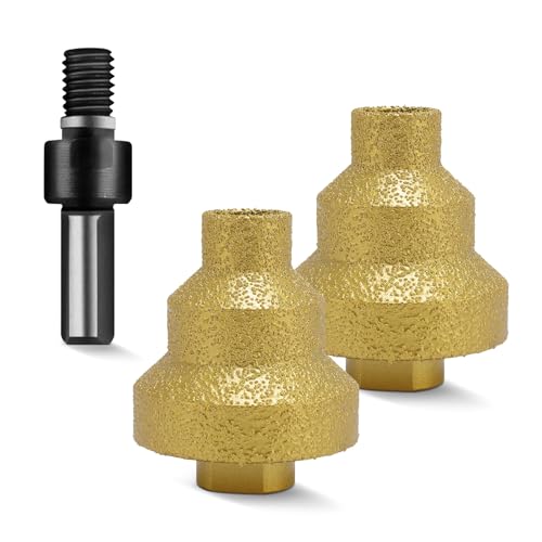 2Pcs Diamond Step Drill Bit, 20mm 35mm 50mm Diamond Core Drill Bit Diamond Hole Opener Puncher Round Hole Cone Grinder Bit for Marble Stone Tile Concrete Granite Quartzite, M10 Thread