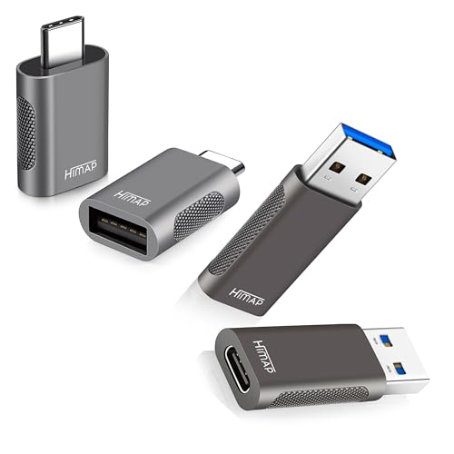 HIMAP Pack of 4 USB C to USB Adapters, 2*USB-C to USB-A & 2*USB-A to USB-C Female Adapter Speed Data Transfer & Fast Charging for iPhone/PC/Samsung/iPad/Laptop/etc, USB to USB C Adapter (Pack of 4)