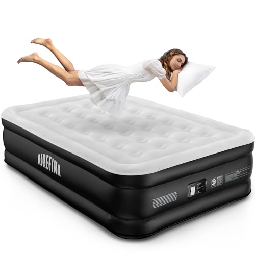 Airefina Air Mattress Full with Built in Pump, 18" Comfort Blow Up Mattress Quick Inflation/Deflation, Inflatable Mattress with Carrying Bag Portable for Guest Home Full Size Colchones Inflables