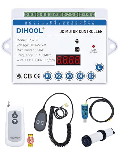 DIHOOL Electric Linear Actuator Controller 12V 24V eWeLink Smart Wireless WiFi Relay Switch, RS485 DC Motor Controllers (Current Limit, Rebound When Obstacles)