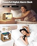 Bamboo Wireless Charging Station,Wireless Charger with Digital Alarm Clock and Night Light, Fast Charger Stand for iPhone 15/14/13/12/11 Pro Max/X/Xs, AirPods Pro, iWatch Series 8/7/6/5/SE