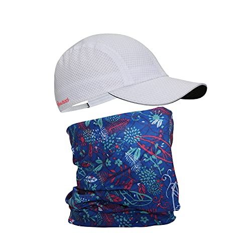 TrailHeads Women’s Race Day Running Hat and Multiband Gift Set - White/Floral Print
