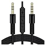 ACGTUY Adjustable Volume Cable Jack 6 35mm Mono to 35mm SpeakerLine Aux Cable Male to Male with Mic Compatible with The Headphone System Unit PC(Black)