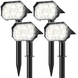 Brightown 4Pack Solar Spot Lights Outdoor with 58 LED & 1800mAh, IP67 Solar Lights Outdoor Waterproof with 3 Light Modes, 2-in-1 Dual Use Outdoor Solar Lights for Yard, Garden and Pathway (Cool White)