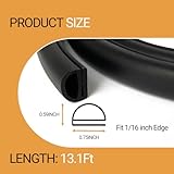 E Shape Foam Rubber Seal Strip, EPDM Rubber Weather Stripping Gasket for Auto, Boat, Garage Door/Window, Refrigerator Door Replacement Gasket, Machinery, Home Application and More, Black(13Feet)