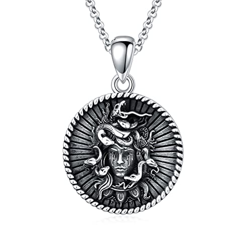 SIMONLY Medusa Necklace Sterling Silver Medusa Snake Pendant Greek Mythology Goddess Jewelry