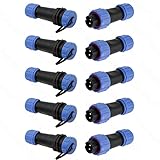 Uonecn SP13 IP68 Waterproof 2 Pin LED High Power Connectors 2 Pin Power Plug Connector Circular Kit Male Plug Female Socket 5 Sets