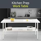 Pearington NSF Certified Stainless Steel Kitchen Prep and Work Table, Commercial Work Table for Restaurant and Home, 72" x 30", Stainless Steel