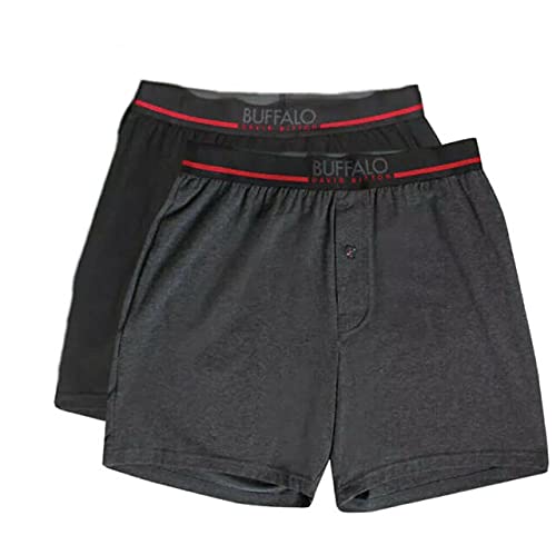 Men's 3 Pack Knit Boxers (Black/Black/Grey, Medium)