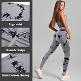 Mumucove 4 Pcs Womens Workout Leggings Tie Dye High Waisted Yoga Pants Seamless Scrunch Butt Lifting Compression Tights (Brown, Gray, Black, White,Large)