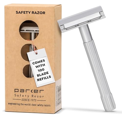 Parker Safety Razor, The SOLOEDGE – Single Edge Razor with Magnetic Head & 100 Platinum SE Blades – Precision Shaving, Reusable & Plastic-Free Razor for Men & Women