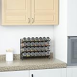 SpaceAid Spice Rack Organizer with 28 Spice Jars, 386 Spice Labels, Chalk Marker and Funnel Set for Cabinet, Countertop, Pantry, Cupboard or Door & Wall Mount - 28 Jars, 13.4" W × 10.8" H, Black