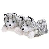 Onmygogo Fuzzy Winter Animal Dog House Slippers for Men and Women (Grey husky, 8)