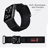 Nereides Compatible with Apple Watch Series 10 Band Series 9/8/7/6/5/4/SE/SE2, Nylon Sports Strap with Woven Design for 42mm/40mm/41mm/38mm (L, Black)