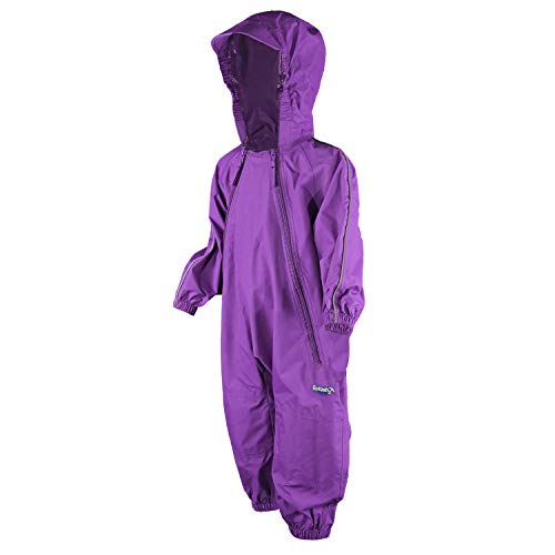 Splashy Waterproof One Piece Rainsuits and MudStopper Coveralls for Kids (5 Years, Purple)