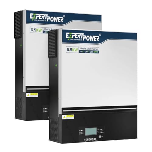 2 Pack ExpertPower 6500W 48V - 120V Hybrid Solar Inverter | 120A MPPT Solar Controller | 120V / 240V Split Phase (2 Units) | Max. 39KW Parallel | UL1741 | Built-in WiFi | Home, Cabin, Off-Grid Solar