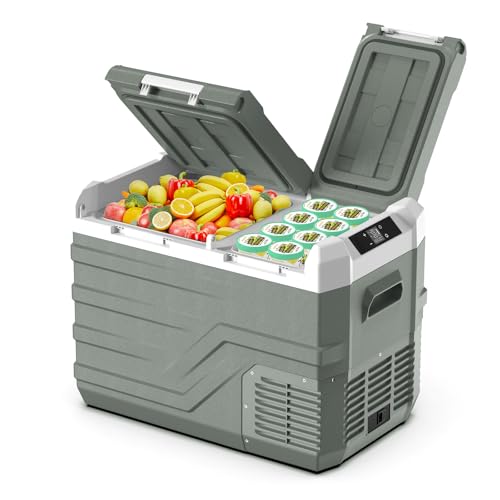 Alpicool 12 Volt Refrigerator Portable Refrigerator for Car 33 Quarts Car Fridge Portable 12V Dual Zone Fridge Freezer 12/24V 110~240 Volt AC for Truck RV Camper SUV Electric Cooler for Camping