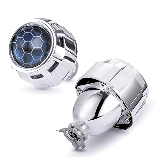 YUFANYA 2.5 Inch Honeycomb Bixenon Projector Lens with Sliver Chrome Shrouds,High/Low Beam Function Mini H1 Fit for H1 H4 H7 Car Motorcycle Retrofit
