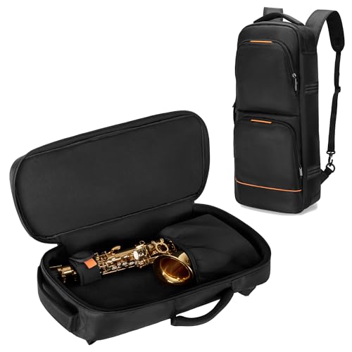 Rexmica Padded Alto Sax Case Bag, Alto Sax Backpack with Hidden Padded Shoulder Straps, Alto Saxophone Bag with Pockets for Mouthpiece, Sheet Music, Alto Saxophone Case Sax Gig Backpack