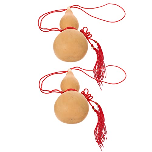SUPVOX 2Pcs Natural Gourd Hanging Pendant with Wooden Stopper, Decorative Calabash for Car Mirror, DIY Accessories for Bags and Home Decor, 5.51 X 2.95 Inches
