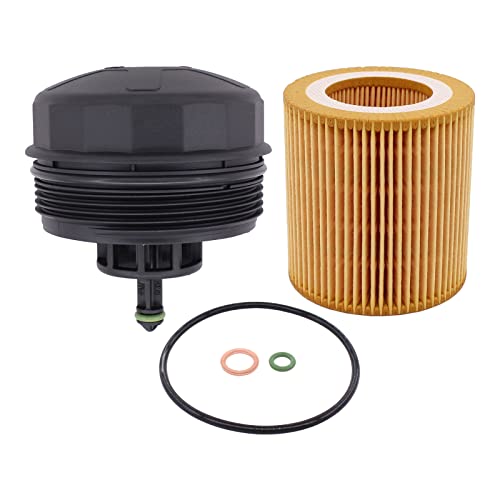 NewYall Engine Oil Filter Housing Cover Cap with Oil Filter for BMW E60 E70 E90 E93 F10 F30 128i 135i 528i 528i 328i 335i 530i 740i X3 X5 X6 Z4 11427566327 11427525334 917-056 1190779083