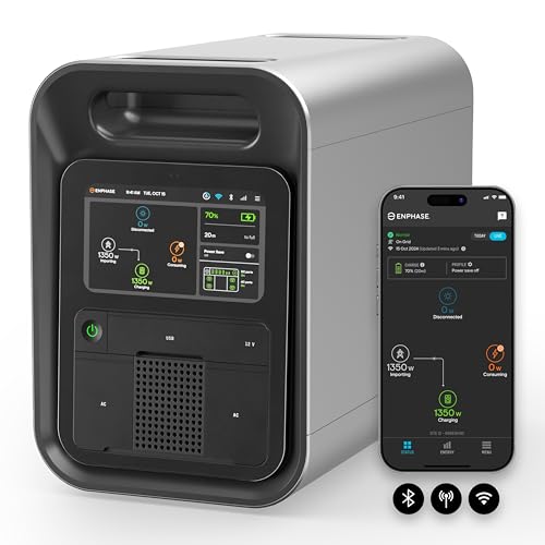 Enphase IQ PowerPack 1500 – Advanced Portable Power Station with Microinverter Technology, LCD Touchscreen, 4G Cellular, Wi-Fi, 1500 Wh UL Certified Solar Generator for Home Backup and Camping
