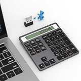 Bluetooth Number Pad - 2.4G Wireless Numeric Keypad with Display Calculator - Wireless Number Pad Slim 34-Key Portable Financial Accounting Numpad Data Entry & Calculation 2in1 for Laptop Desktop PC
