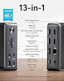 Anker Docking Station, Anker 575 USB-C Docking Station (13-in-1), Triple Display, 4K HDMI, 10 Gbps USB-C and 5 Gbps USB-A Data, 85W Charging for Laptop, 18W Charging for Phone, Ethernet, Audio, SD 3.0