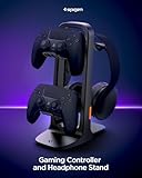 Spigen Gaming Controller and Headset Stand for PlayStation, Xbox, Nintendo Switch, Razer, Gaming Headphones and Headsets, Universal Desk Stand Mount, 2 Tiers with Storage Cable Organizer - Black