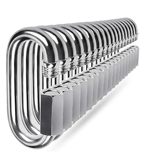 Quick Link, 304 Stainless Steel D Shape Locking Carabiner Keychain Buckle for Hiking Gym Set of 18