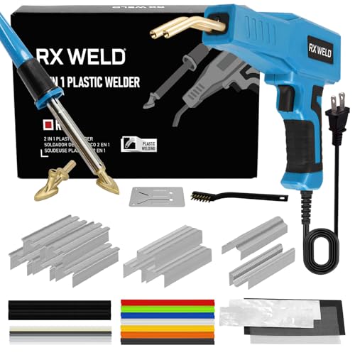 RX WELD Plastic Welder, 2 in 1 Plastic Welding Kit Repair Welder 1000PCS Hot Stapler for Car Bumper Cracks, Kayaks, Plastic Toys, Patent Number D1052628