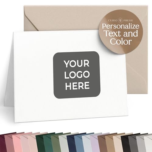 Personalized Logo Stationery, Your Brand, Your Style, Customized Business Cards Business Correspondence, Professional Note Cards & Envelopes, 4.25 x 5.5 or 5x7 inches Card Set - Your Logo FOLDED Cards