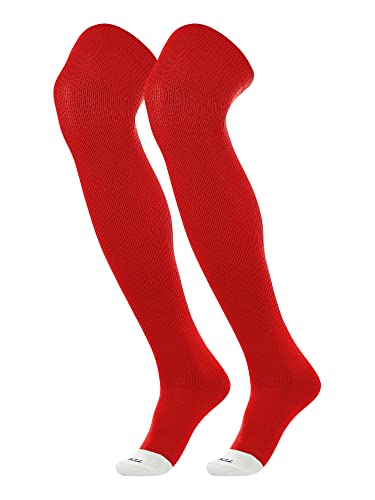 TCK Prosport Football Socks Over the Knee (Scarlet, Large) - Youth Football Socks & Baseball High Socks - Over Knee Baseball Socks - Tall Softball Socks