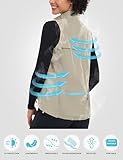 Little Donkey Andy Women's Lightweight Quick Dry Vest Summer Windproof Sleeveless Elastic Jacket for Golfing Cycling Running Light Khaki M